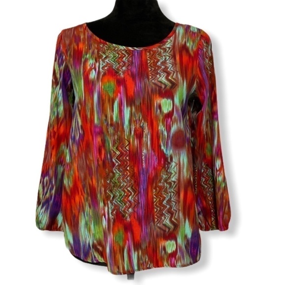 NEWBURY Kuston abstract top long sleeves keyhole size small - Picture 1 of 6